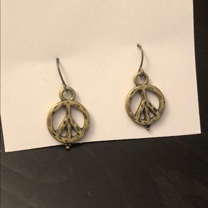 Golden Peace Sign Earrings